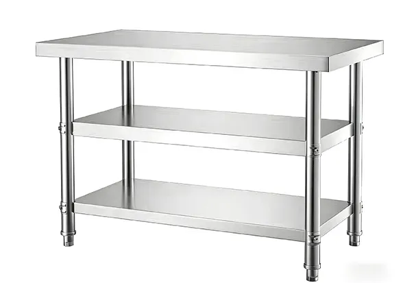 Mesa de trabajo de acero inoxidable de 3 niveles